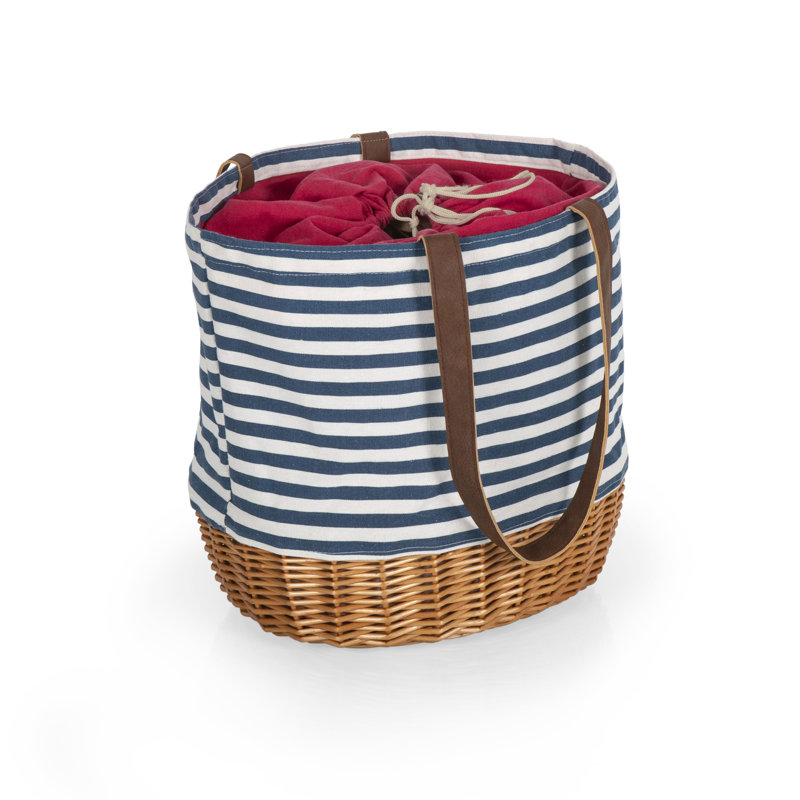 Picnic Time Coronado Canvas and Willow Tote Picnic Basket, Service for